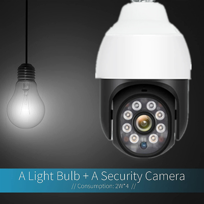 360 องศา E27 หลอดไฟ LED PTZ กล้อง IP Full Color 1080P WiFi Light Bulb Camera