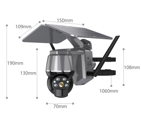 5V 2A ABS 4g กล้องรักษาความปลอดภัย Wifi, กล้อง 4g Ptz Solar Fireproof