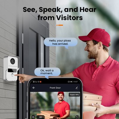โทรศัพท์ประตูวิดีโอไร้สาย WIFI IP ออดอินเตอร์คอมระบบ 1080P กล้องแบบมีสาย Night Vision