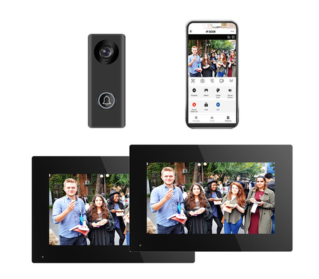 All Black WIFI Video Doorbell With 166° Wide Visual Angle การบันทึกการ์ด SD และการตรวจจับการเคลื่อนที่