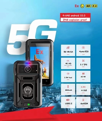 กล้องใส่ร่างกาย 5G พร้อมระบบ Android 10 และแสงสว่าง 1.5W / ไฟโฟลด์ LED