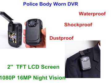เครื่องบันทึก DVR ตำรวจ 1080P ได้รับการอนุมัติจาก FCC, กล้องวิดีโอที่สวมใส่ร่างกายการ์ด 32G TF