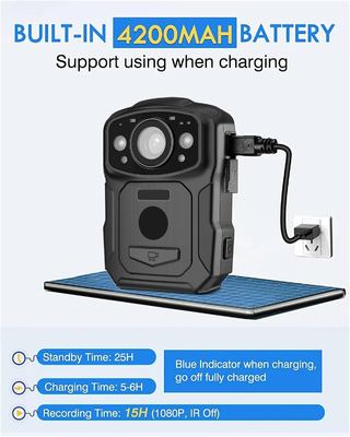 ความละเอียด 4K IP68 WIFI กล้องใส่ร่างกาย H.264/H.265 วิดีโอ Encoding กับ NFC และระบบ Android 10