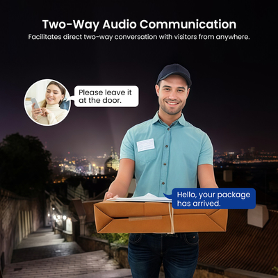 สนับสนุน IR Night Vision Dual Camera Doorbell ด้วยการสื่อสารเสียงสองทางและ AI Recognition ของมนุษย์