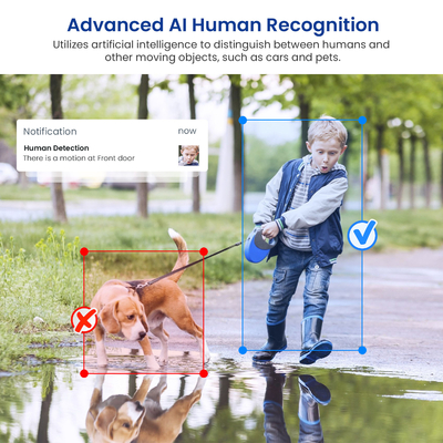 สนับสนุน IR Night Vision Dual Camera Doorbell ด้วยการสื่อสารเสียงสองทางและ AI Recognition ของมนุษย์
