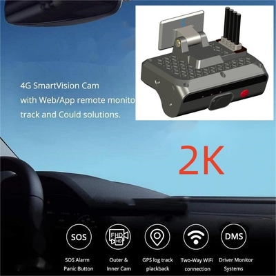 2K HD 4 ช่อง AI Dashcam กล่องดํารถยนต์ DVR ด้วย ADAS DSM 4G SOS GPS