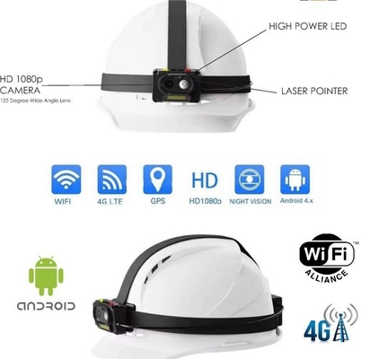 4G Wifi AI กล้องกล้องหมวกป้องกันความปลอดภัย 1080P 30fps / 720 30fps GPS สตรีมสด Hardhat