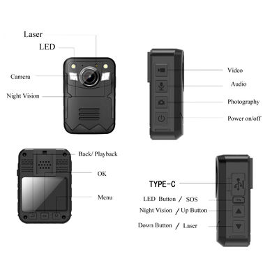 กล้องใส่ร่างกายขนาด 2 นิ้ว GPS ส่วนตัว มินิ พร้อมบันทึกเลนส์ Dual Camera