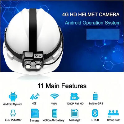 กล้องหมวกนิรภัยอัจฉริยะ 4G พร้อมวิดีโอเรียลไทม์ Ptt และแพลตฟอร์มคลาวด์