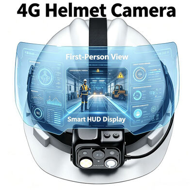 กล้องหมวกกันน็อค 4G WiFi Onvif Rtsp ถ่ายทอดสดพร้อมไฟ LED และ VMS