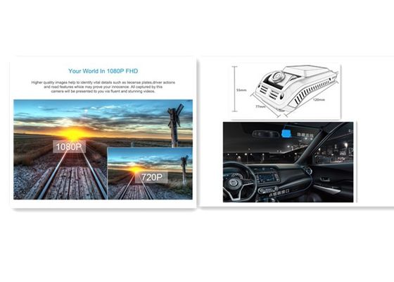Hi3520dV400 H.265 HD 1080P เครื่องบันทึกในรถยนต์แบบ Dual Channel