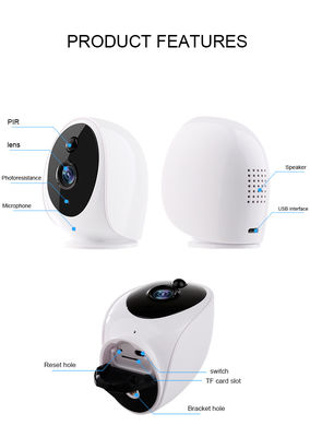 Hi3518E SoC PIR Sensor 3IR LEDs กล้องรักษาความปลอดภัย Wifi 3400mA