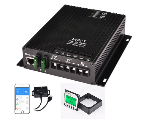12V 24V 30A Dual แบตเตอรี่ MPPT โซลา คอนโทรลเลอร์ Charge สำหรับ RVs Caravan Boat