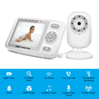 3.5 นิ้ว 2.4G Wireless Baby Monitor อัตราการส่งวิดีโอ 15FPS