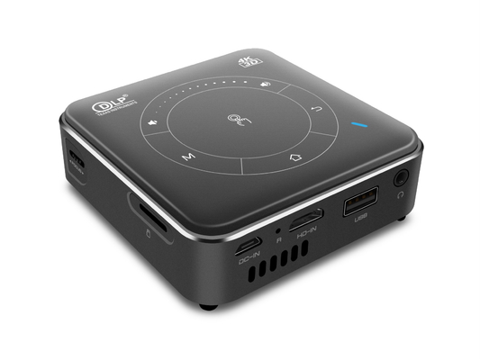 DLP 55 Lumens โปรเจ็กเตอร์พกพาขนาดเล็ก 20,000 ชั่วโมงอายุการใช้งานโฟกัสแบบแมนนวล