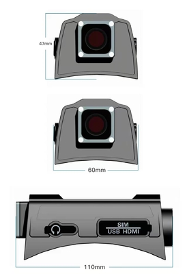 กล้องหมวกนิรภัยทางยุทธวิธีทางทหารรั่วไหลเลนส์คู่ H.265 HDMI Waterproof