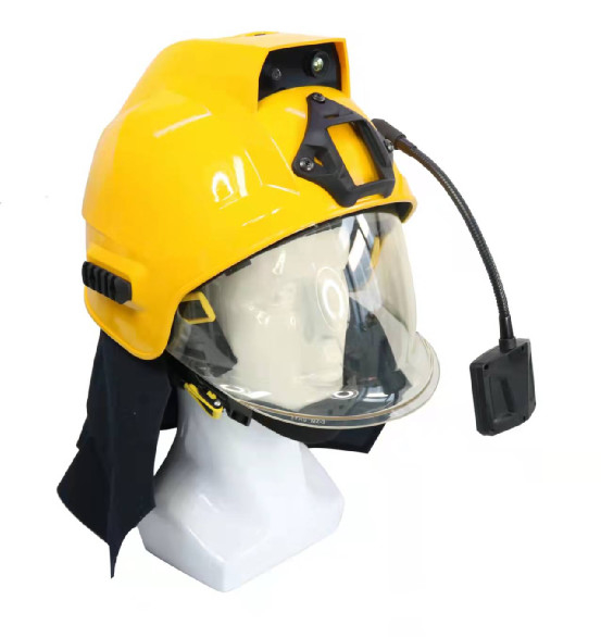 4G Firefighter Rescue Helmet เครื่องตรวจจับภาพความร้อนแบบบูรณาการ พร้อมการถ่ายทอดสด 2 Way Talk