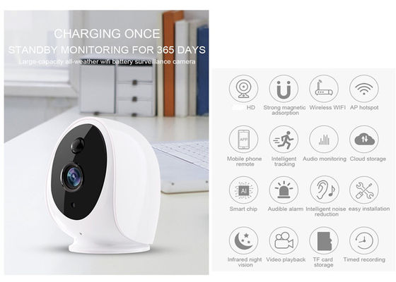 Hi3518E SoC PIR Sensor 3IR LEDs กล้องรักษาความปลอดภัย Wifi 3400mA