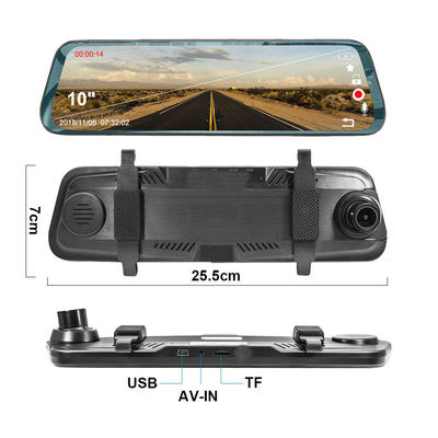 10 นิ้วสัมผัสสตรีมมิ่งกระจกมองหลังรถ Dash กล้อง 1080P